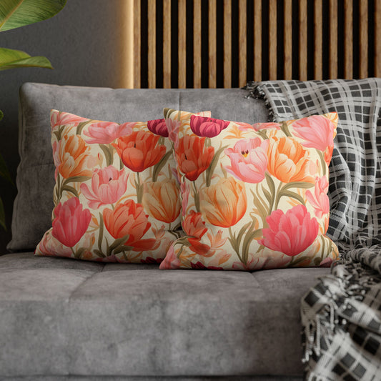 "Pink & Coral Garden" — Neurodivergent Pride Throw Pillow | Soft Print · Calm Space | Neubrave