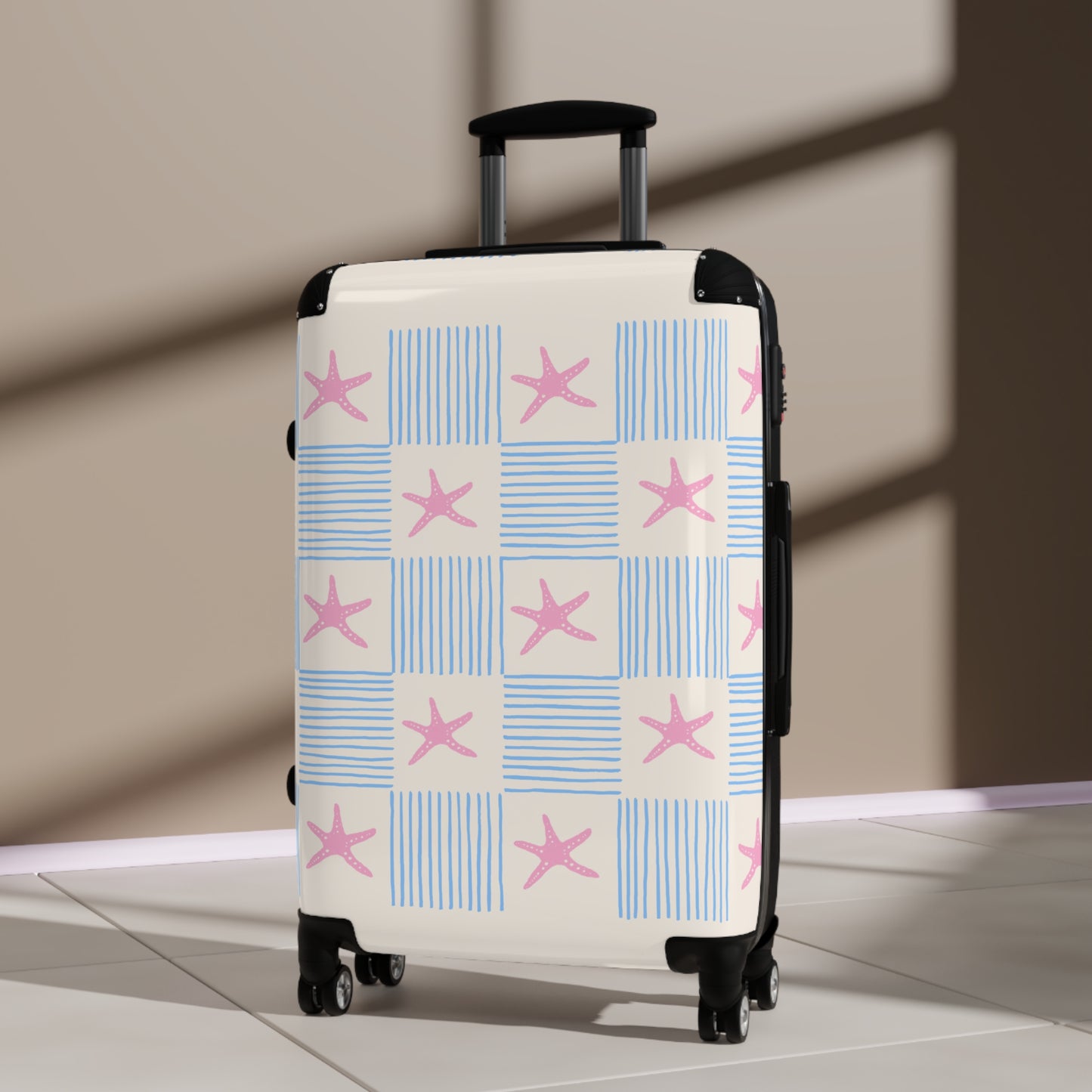 Maleta de mano a cuadros de estrella de mar | Bolsa de viaje del Orgullo neurodivergente | Equipaje de carcasa rígida | Maleta de cabina | Maleta con ruedas | Maleta de viaje con ruedas