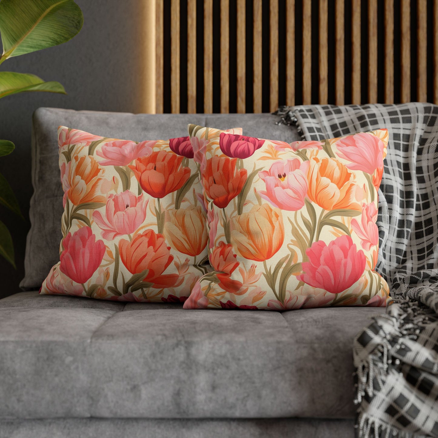 "Pink & Coral Garden" — Neurodivergent Pride Throw Pillow | Soft Print · Calm Space | Neubrave