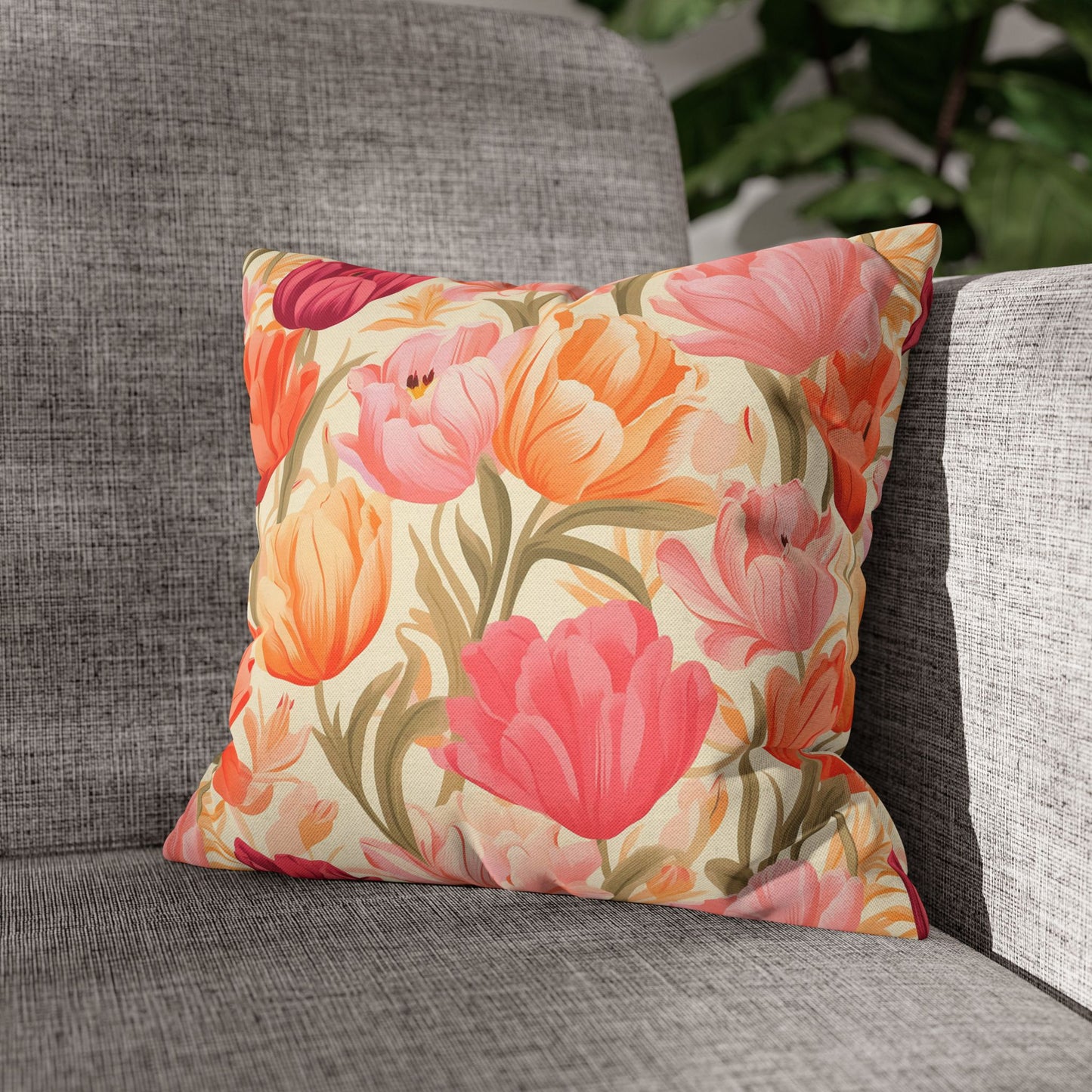 "Pink & Coral Garden" — Neurodivergent Pride Throw Pillow | Soft Print · Calm Space | Neubrave