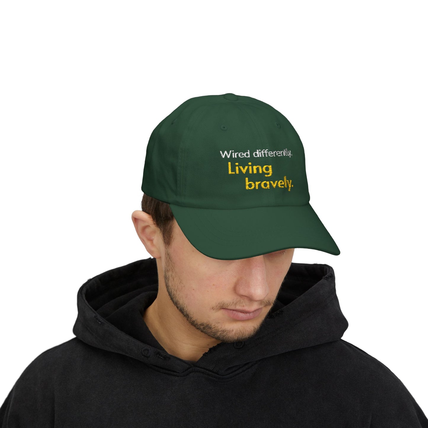 Cableado Diferente. Viviendo con Valentía. — Gorra bordada para Papá | Gorra de Neurodiversidad | Regalo TDAH | Gorra Conciencia Autismo | Gorra de Béisbol sin Estructura