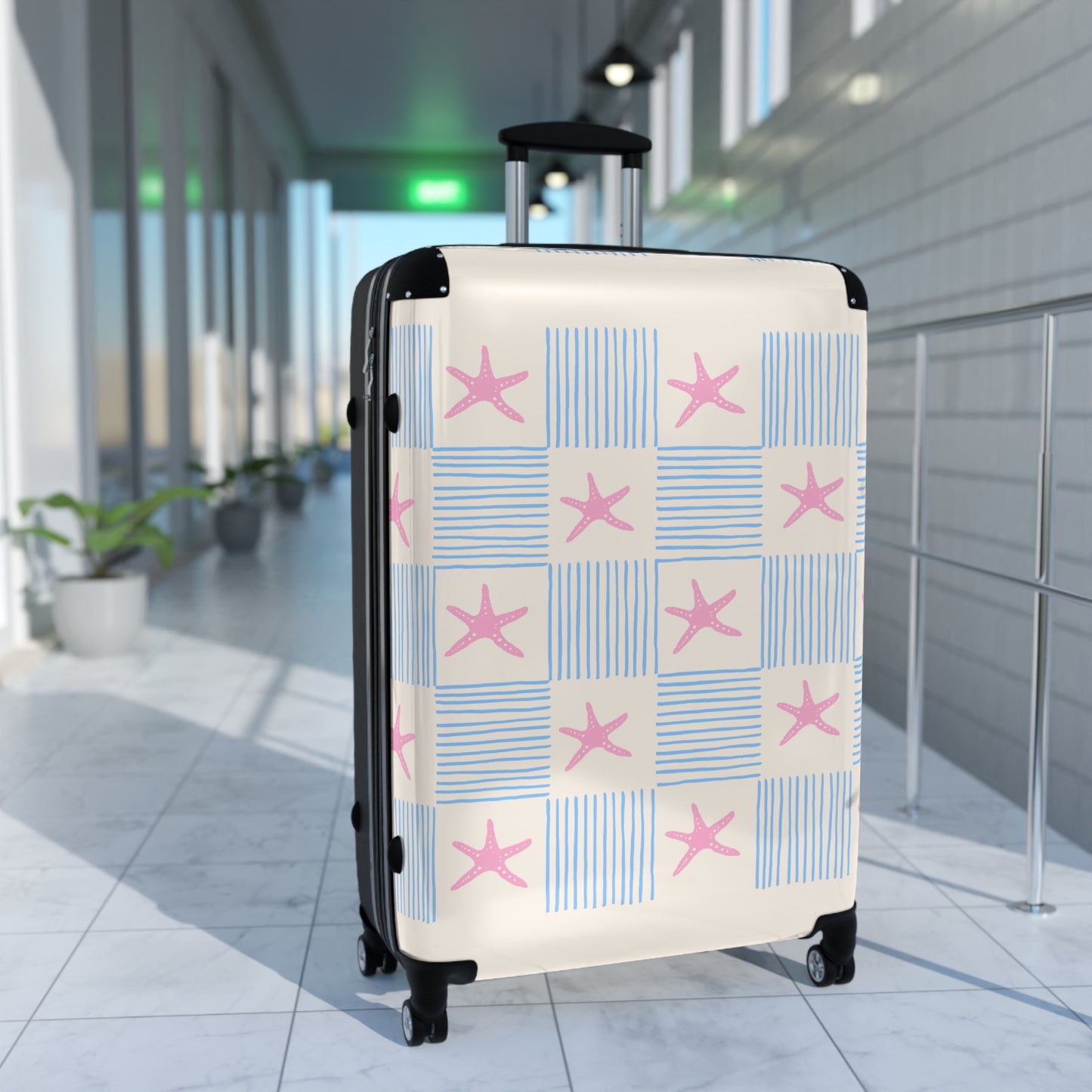Maleta de mano a cuadros de estrella de mar | Bolsa de viaje del Orgullo neurodivergente | Equipaje de carcasa rígida | Maleta de cabina | Maleta con ruedas | Maleta de viaje con ruedas