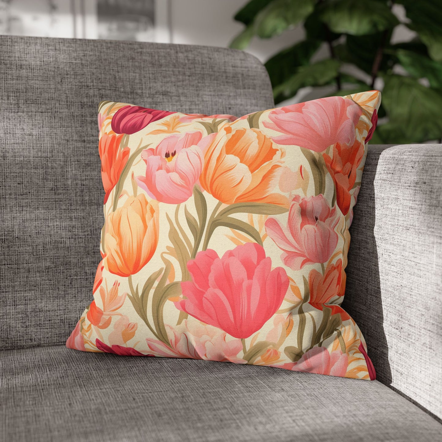 "Pink & Coral Garden" — Neurodivergent Pride Throw Pillow | Soft Print · Calm Space | Neubrave