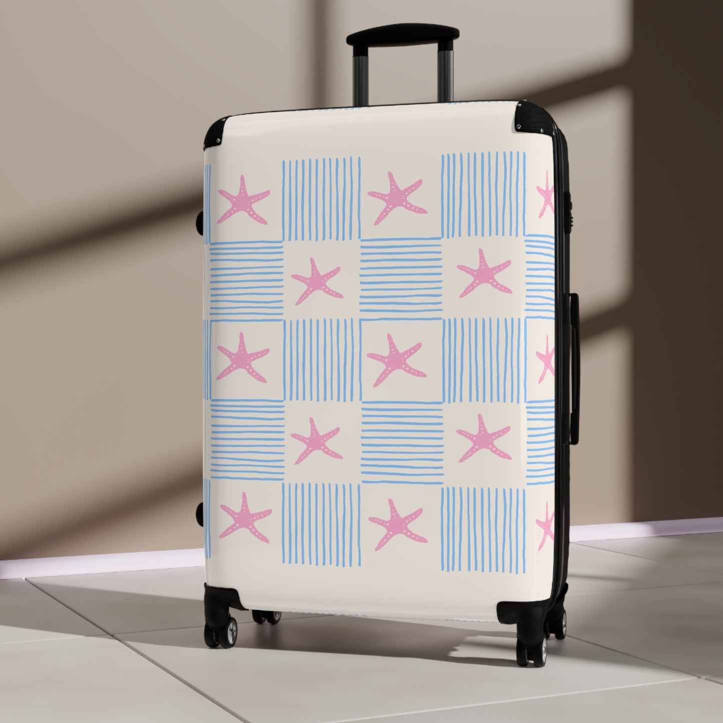 Maleta de mano a cuadros de estrella de mar | Bolsa de viaje del Orgullo neurodivergente | Equipaje de carcasa rígida | Maleta de cabina | Maleta con ruedas | Maleta de viaje con ruedas