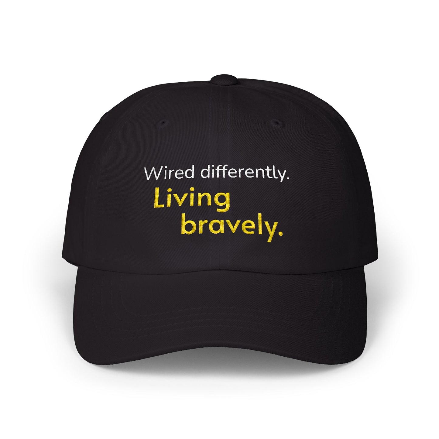 Cableado Diferente. Viviendo con Valentía. — Gorra bordada para Papá | Gorra de Neurodiversidad | Regalo TDAH | Gorra Conciencia Autismo | Gorra de Béisbol sin Estructura