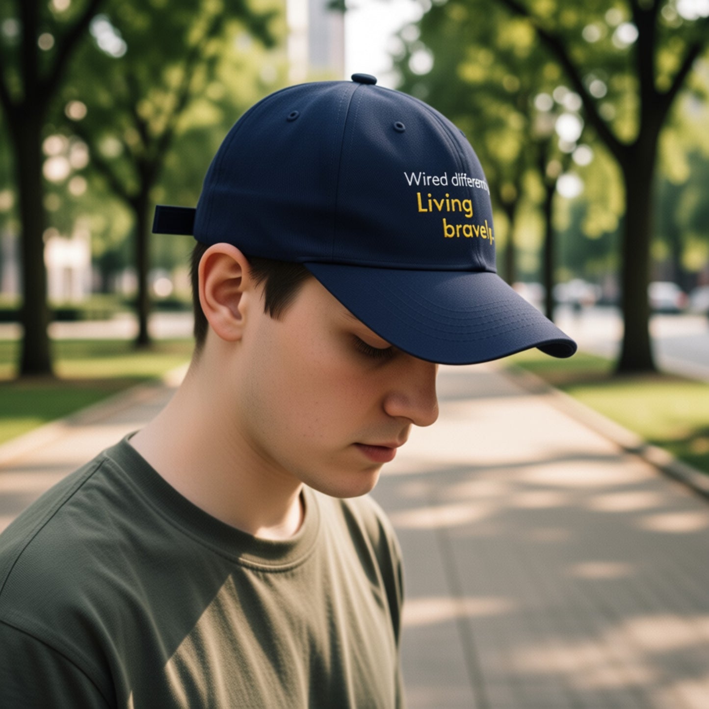 Cableado Diferente. Viviendo con Valentía. — Gorra bordada para Papá | Gorra de Neurodiversidad | Regalo TDAH | Gorra Conciencia Autismo | Gorra de Béisbol sin Estructura
