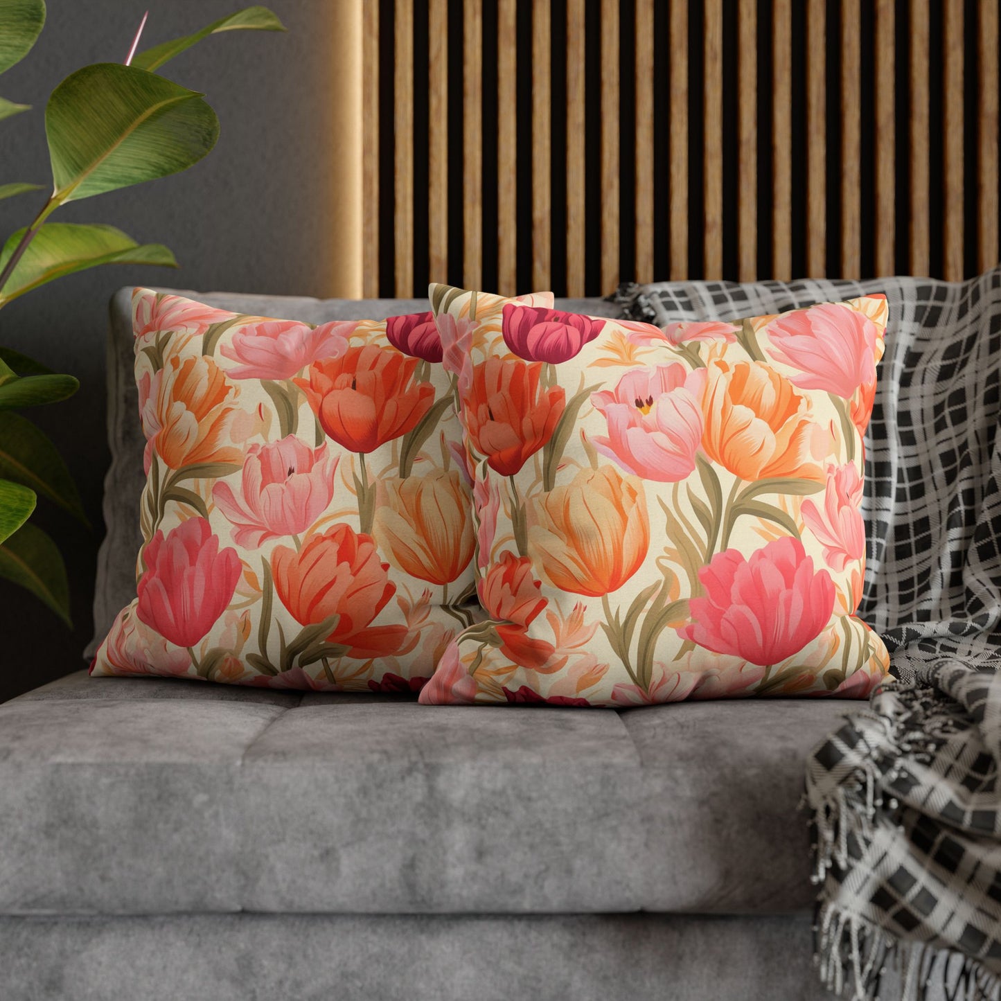 "Pink & Coral Garden" — Neurodivergent Pride Throw Pillow | Soft Print · Calm Space | Neubrave