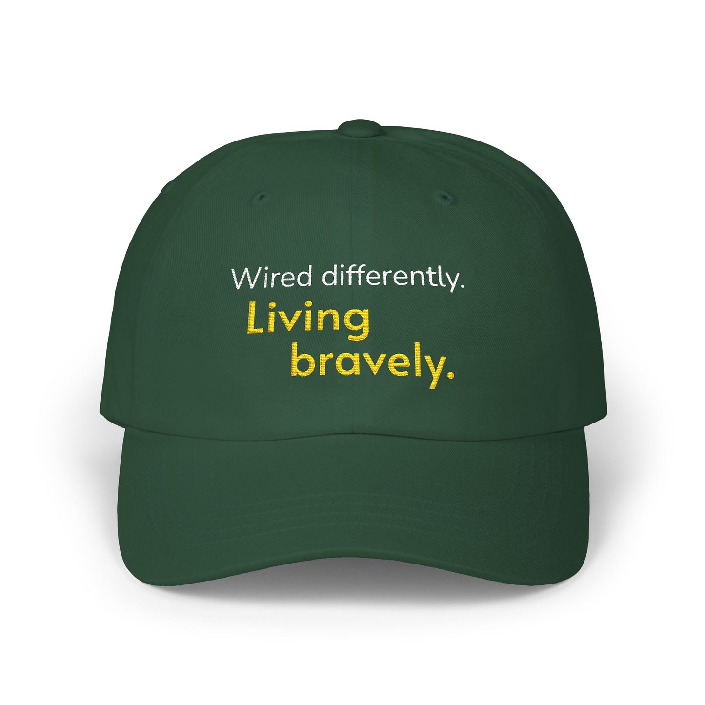 Cableado Diferente. Viviendo con Valentía. — Gorra bordada para Papá | Gorra de Neurodiversidad | Regalo TDAH | Gorra Conciencia Autismo | Gorra de Béisbol sin Estructura