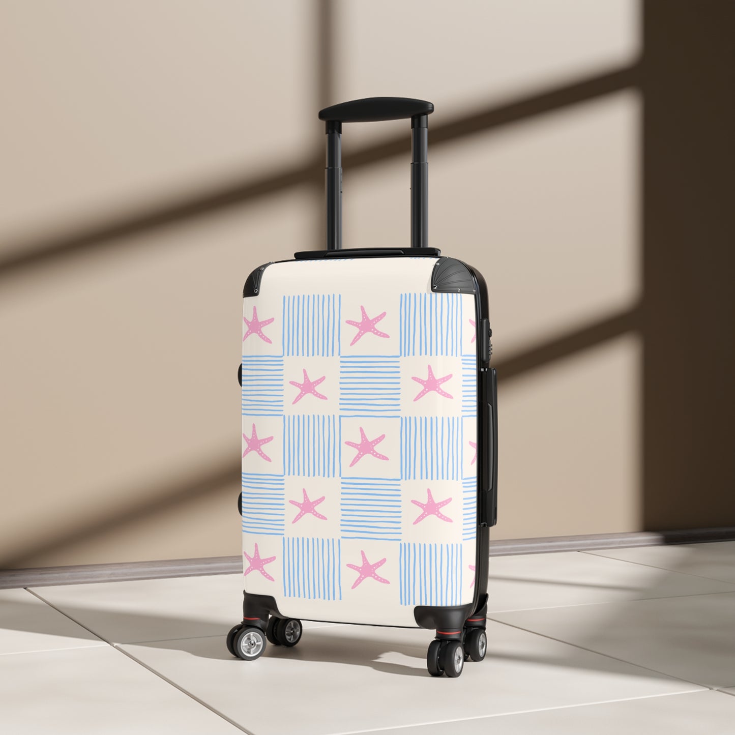 Maleta de mano a cuadros de estrella de mar | Bolsa de viaje del Orgullo neurodivergente | Equipaje de carcasa rígida | Maleta de cabina | Maleta con ruedas | Maleta de viaje con ruedas