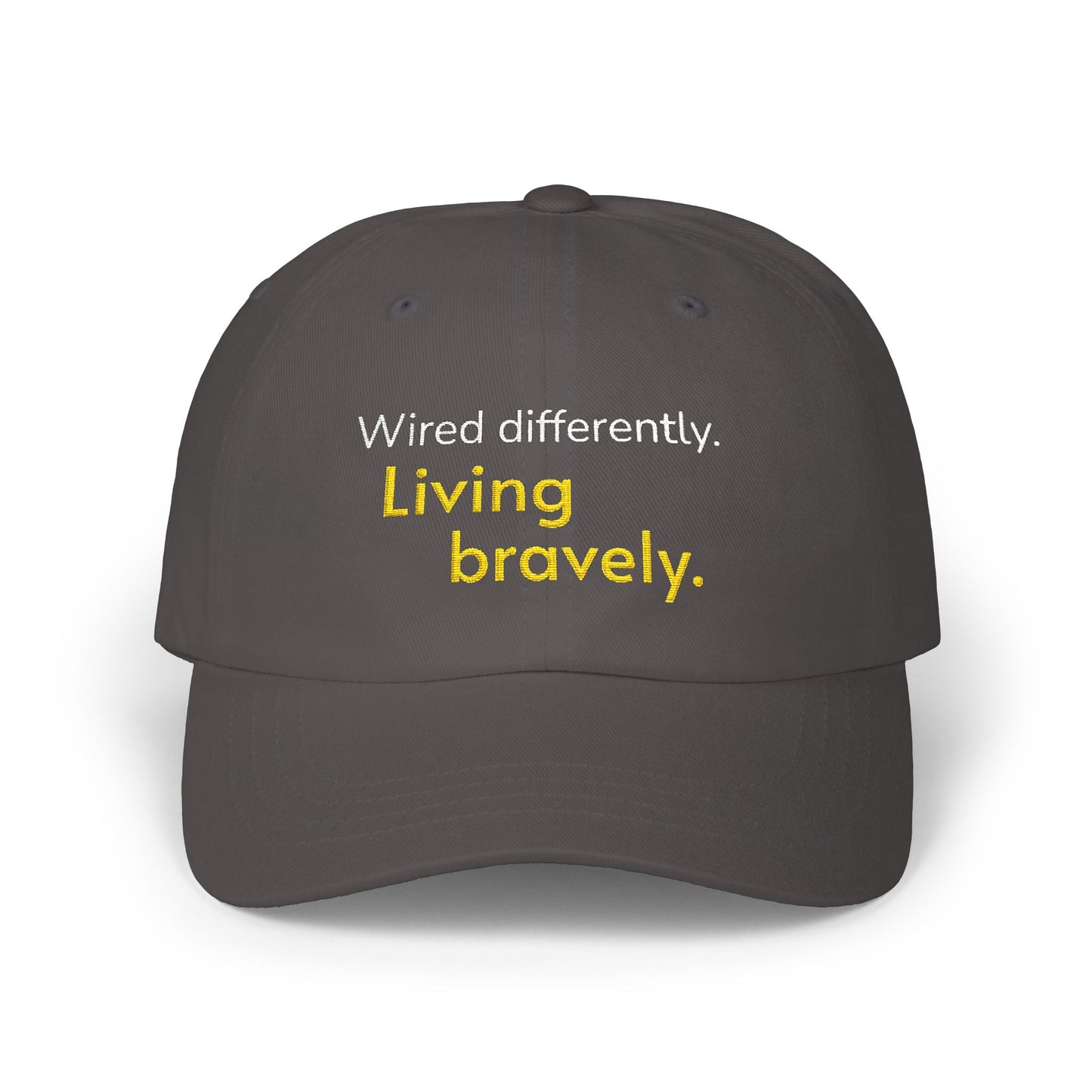 Cableado Diferente. Viviendo con Valentía. — Gorra bordada para Papá | Gorra de Neurodiversidad | Regalo TDAH | Gorra Conciencia Autismo | Gorra de Béisbol sin Estructura