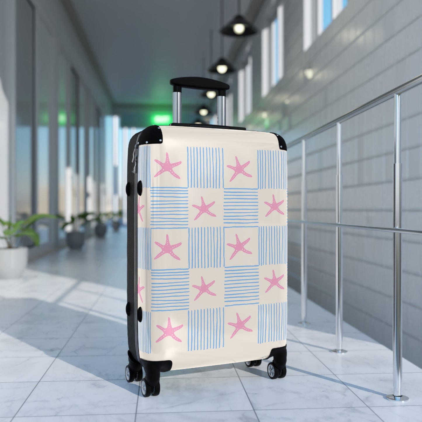 Maleta de mano a cuadros de estrella de mar | Bolsa de viaje del Orgullo neurodivergente | Equipaje de carcasa rígida | Maleta de cabina | Maleta con ruedas | Maleta de viaje con ruedas
