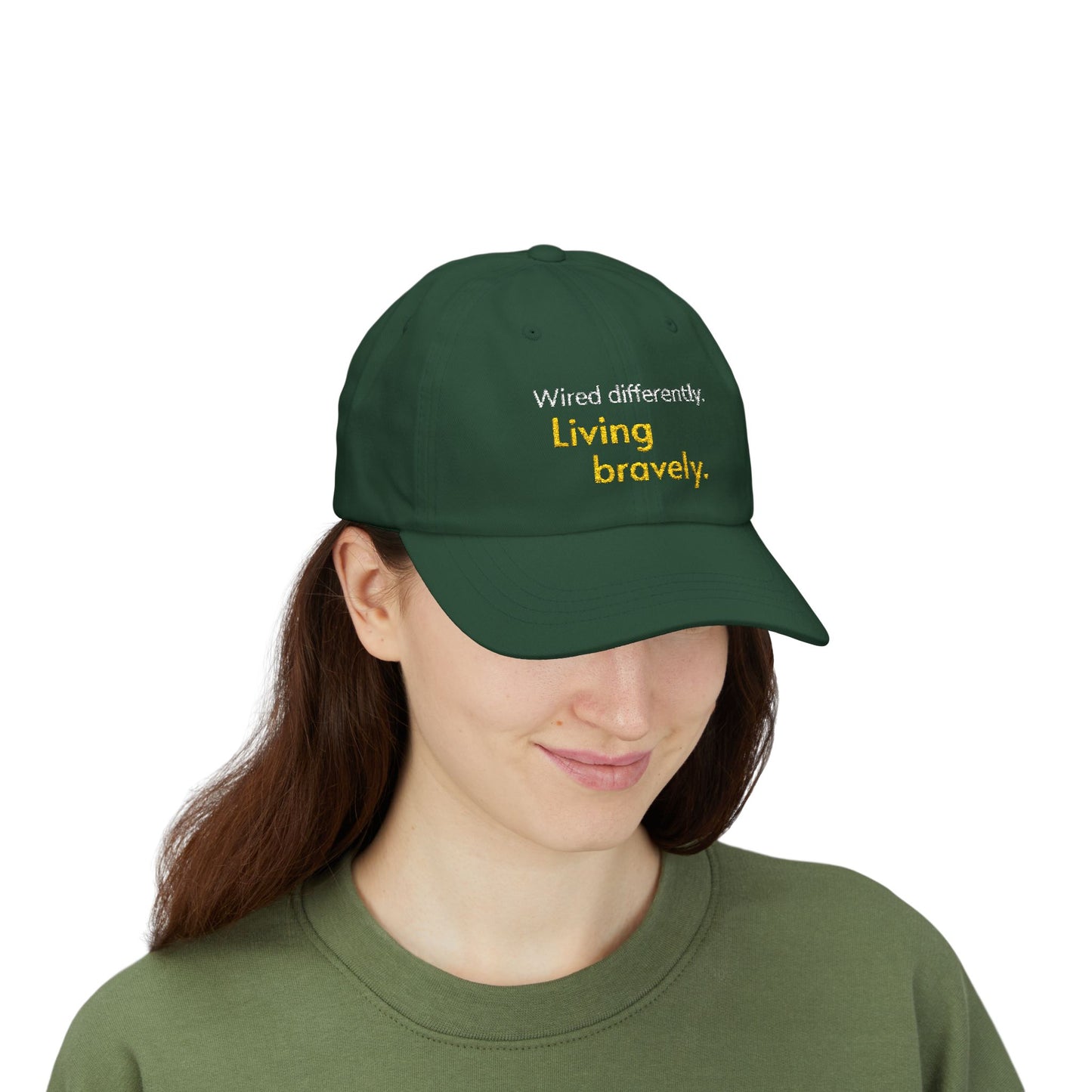 Cableado Diferente. Viviendo con Valentía. — Gorra bordada para Papá | Gorra de Neurodiversidad | Regalo TDAH | Gorra Conciencia Autismo | Gorra de Béisbol sin Estructura