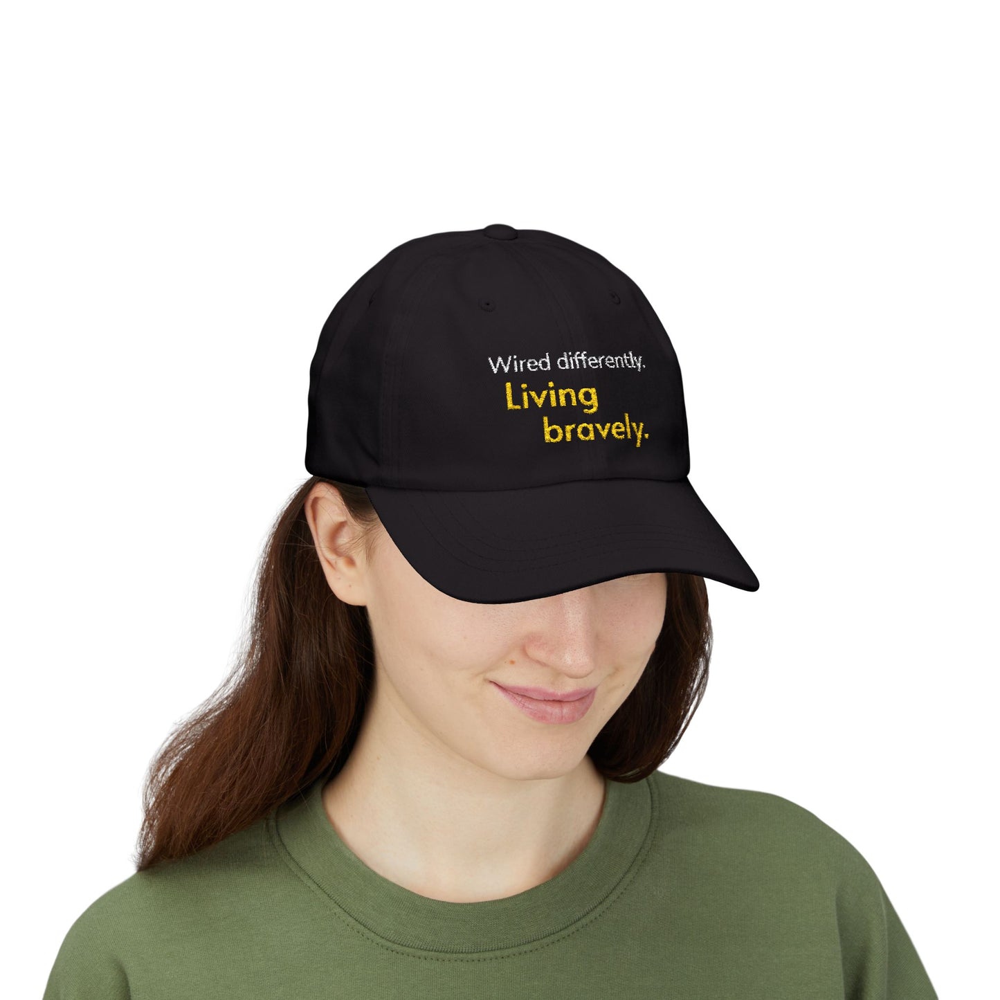 Cableado Diferente. Viviendo con Valentía. — Gorra bordada para Papá | Gorra de Neurodiversidad | Regalo TDAH | Gorra Conciencia Autismo | Gorra de Béisbol sin Estructura