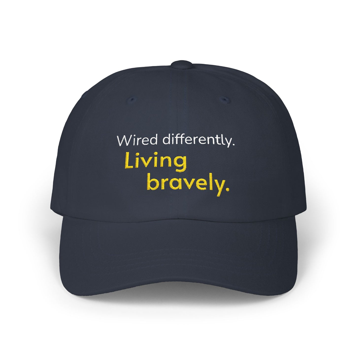 Cableado Diferente. Viviendo con Valentía. — Gorra bordada para Papá | Gorra de Neurodiversidad | Regalo TDAH | Gorra Conciencia Autismo | Gorra de Béisbol sin Estructura