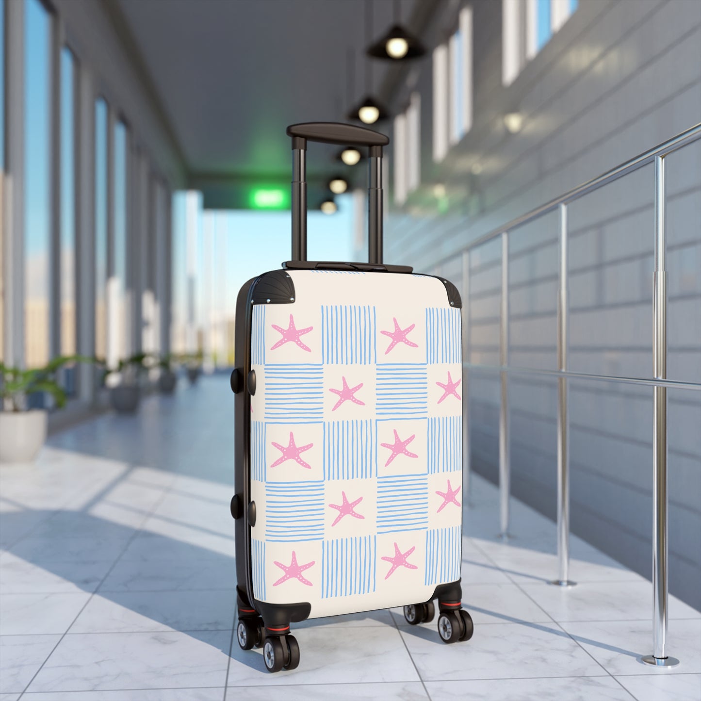 Maleta de mano a cuadros de estrella de mar | Bolsa de viaje del Orgullo neurodivergente | Equipaje de carcasa rígida | Maleta de cabina | Maleta con ruedas | Maleta de viaje con ruedas