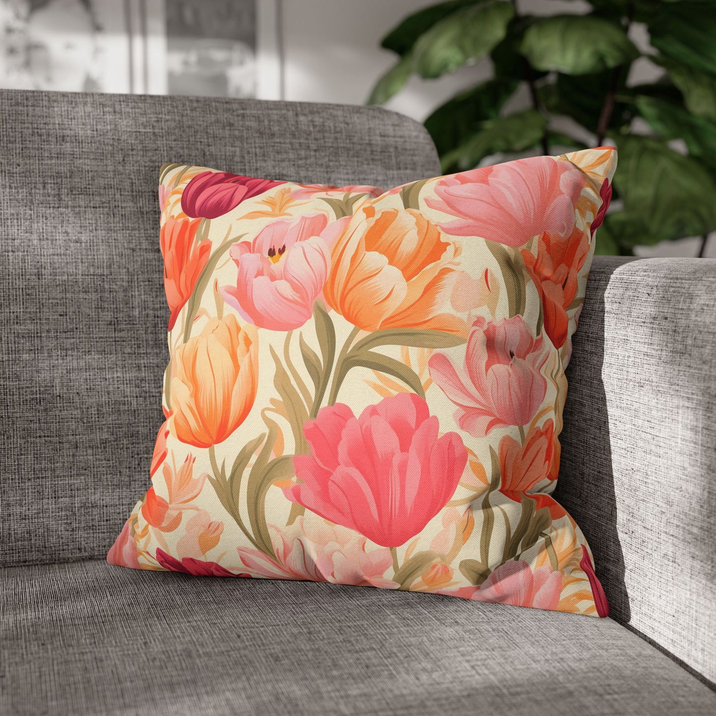 "Pink & Coral Garden" — Neurodivergent Pride Throw Pillow | Soft Print · Calm Space | Neubrave